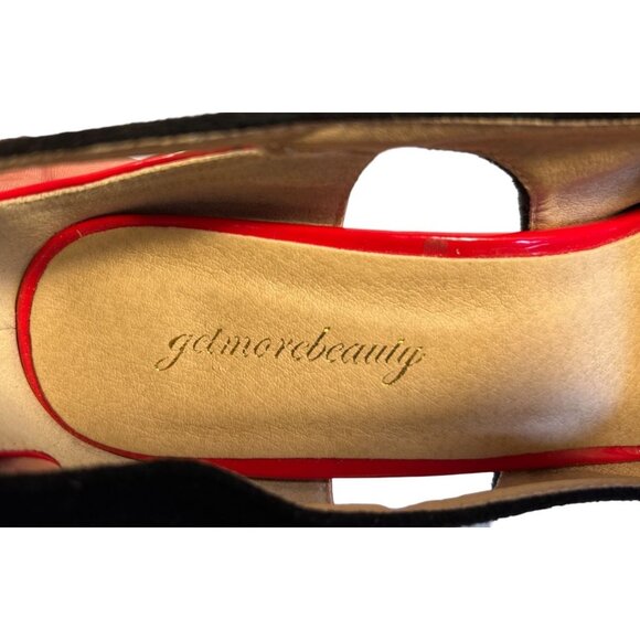 Getmorebeauty Red Patent & Black Suede Heels With Bow Detail - Picture 5 of 9